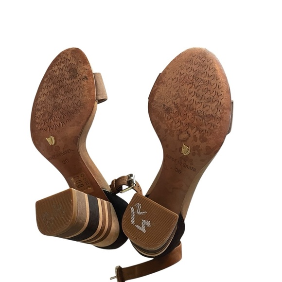 Vicenza Brown Leather Ankle Strap Sandals Block Heel Made in Brazil Size 36 - Picture 8 of 8